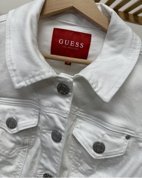 Bunda dámská Guess džínová bílá